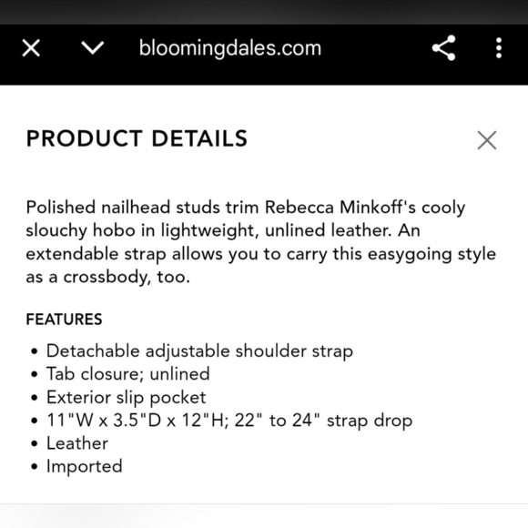 Rebecca Minkoff Unlined Feed Black Pebbled Leather Studded Slouchy Crossbody Bag - Picture 15 of 15